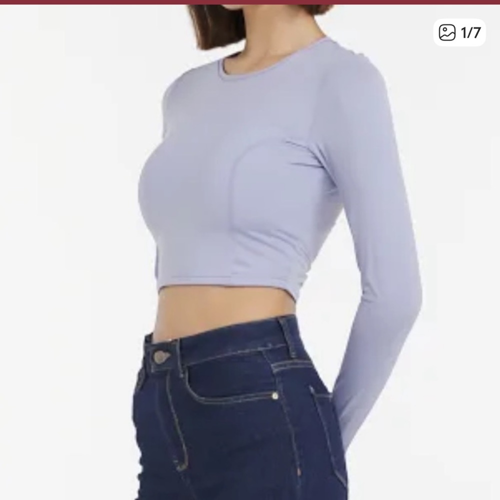 Beyond Yoga Powerbeyond lite airsheild long sleeve crop top light blue Small NWT